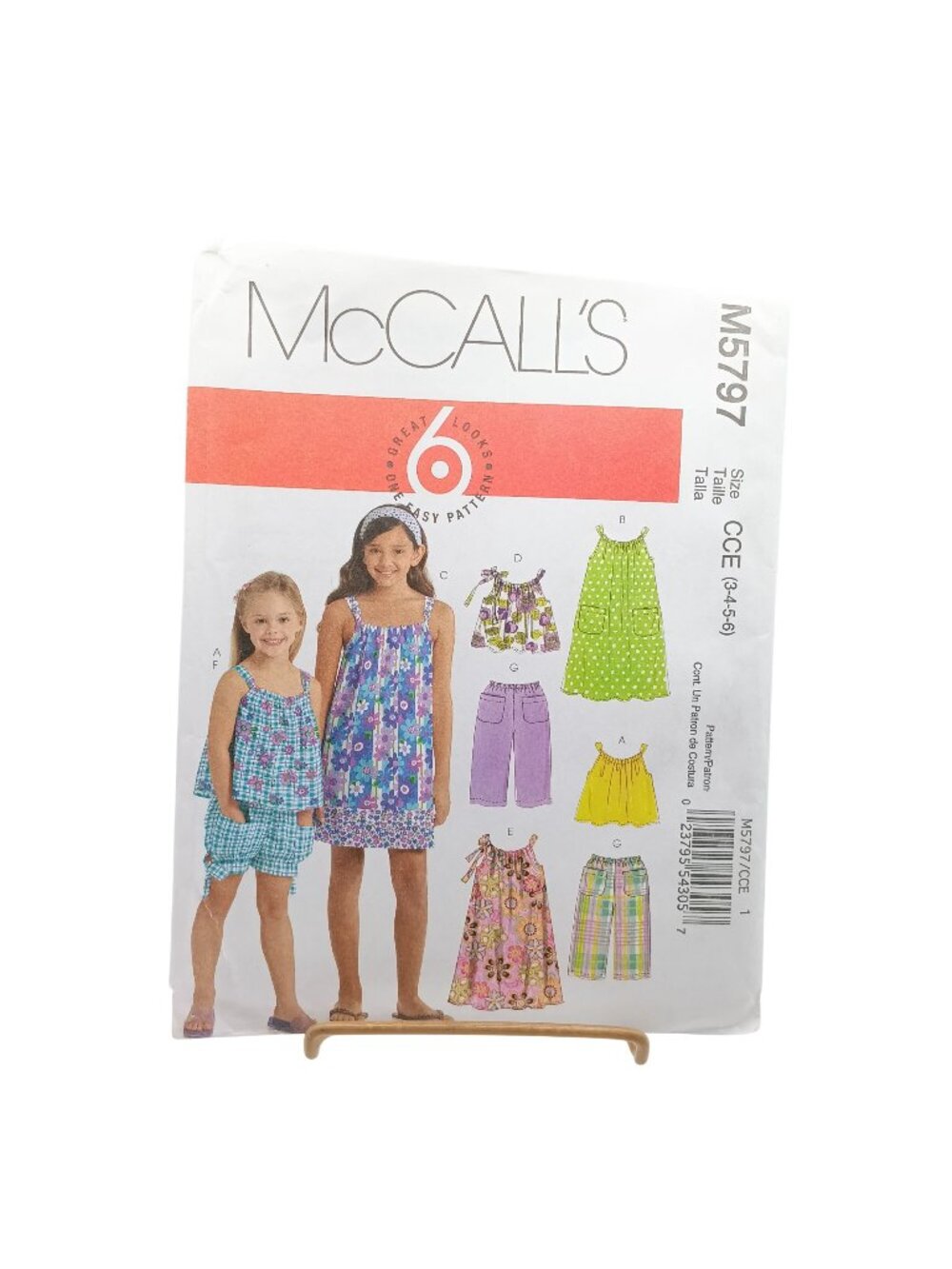 UNCUT McCalls M5797 Girls Dress Top Shorts & Pants Sewing Pattern Size 4-5-6 Eas